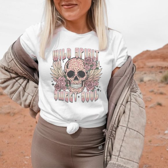 Wild Spirit Sweet Soul Graphic T-shirt Western Graphic T-shirt Unisex Crew Neck - Picture 2 of 4